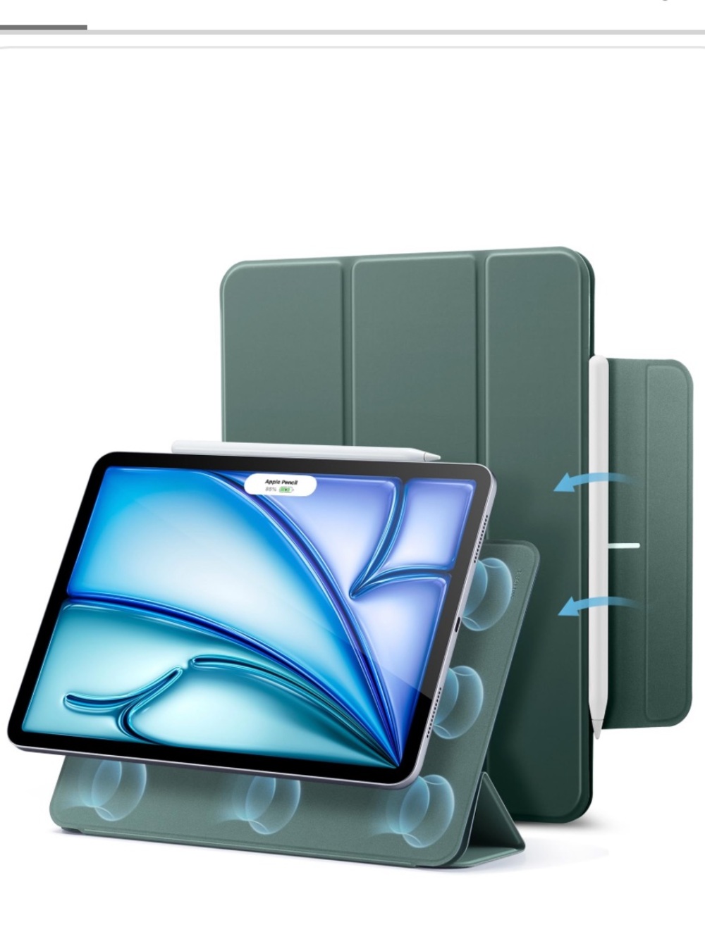 Protective Magnetic Case & Trifold Stand for iPad Air 11” FOREST GREEN